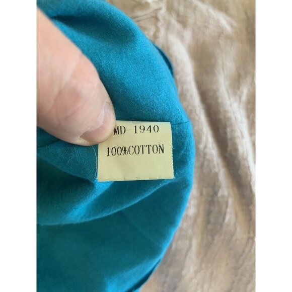 Paula KC Bright Blue Sleeveless Summer Party Deep V-neck Cotton Lined Dress M - Picture 8 of 10